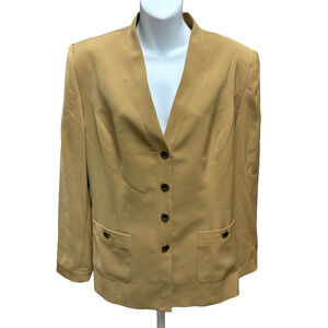 Donna Gray Womens Oversized Blazer Size 12 Mustard Yellow Career Button Down Top